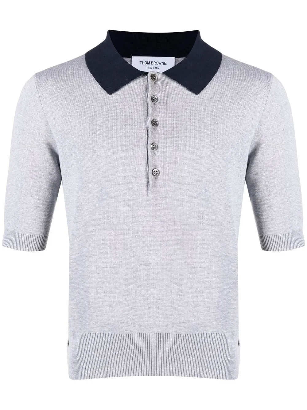 Thom Browne コントラストカラー ポロシャツ - グレー Thom Browne コントラストカラー ポロシャツ - グレー