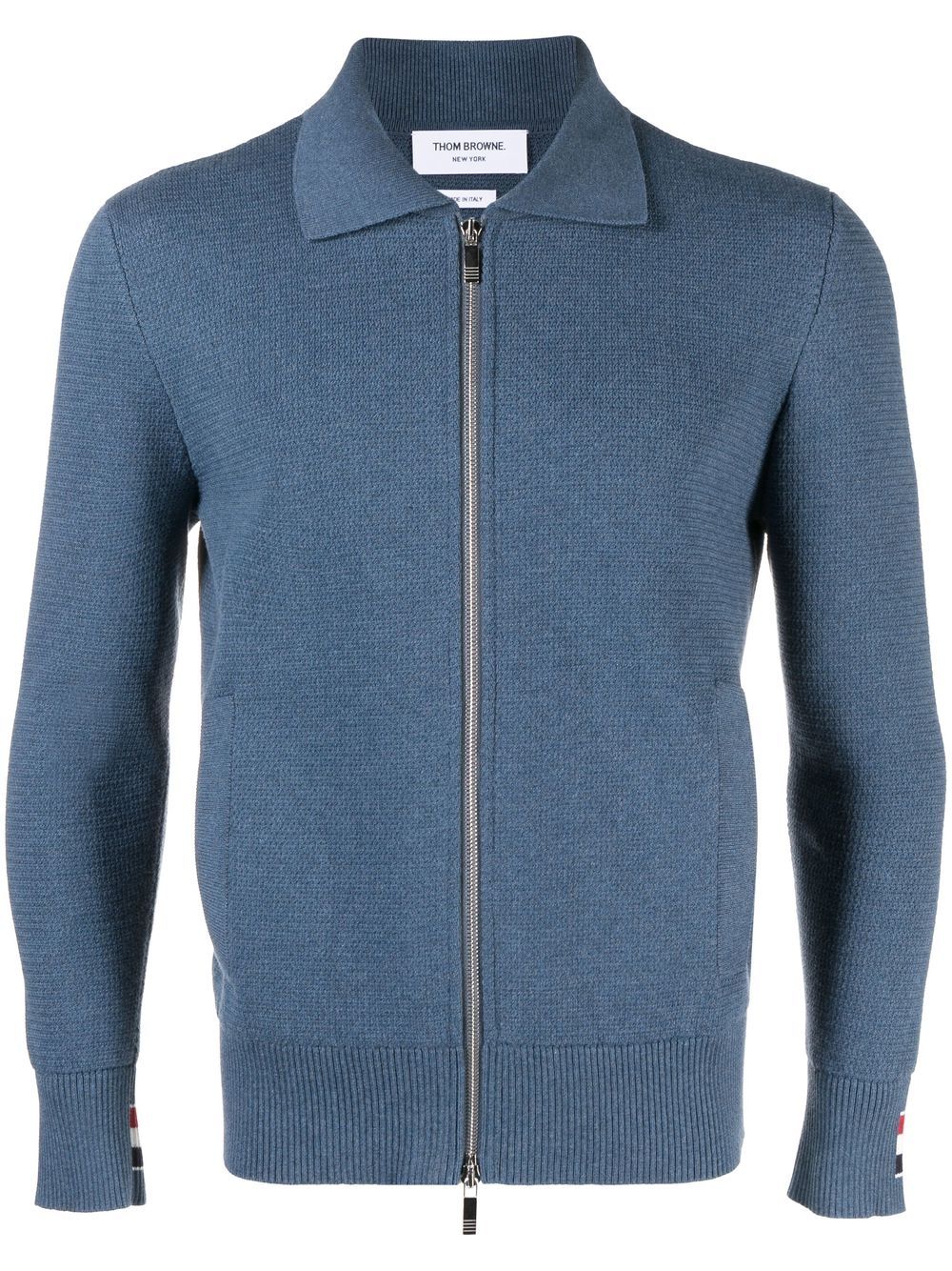 Thom Browne front zip-fastening knit jacket - Blue