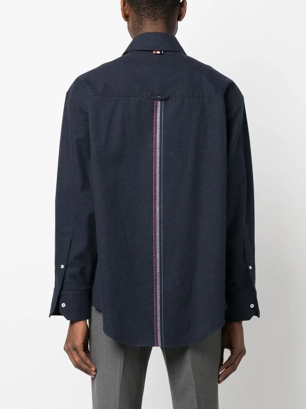 Thom Browne Logo-patch Detail Shirt In Blue