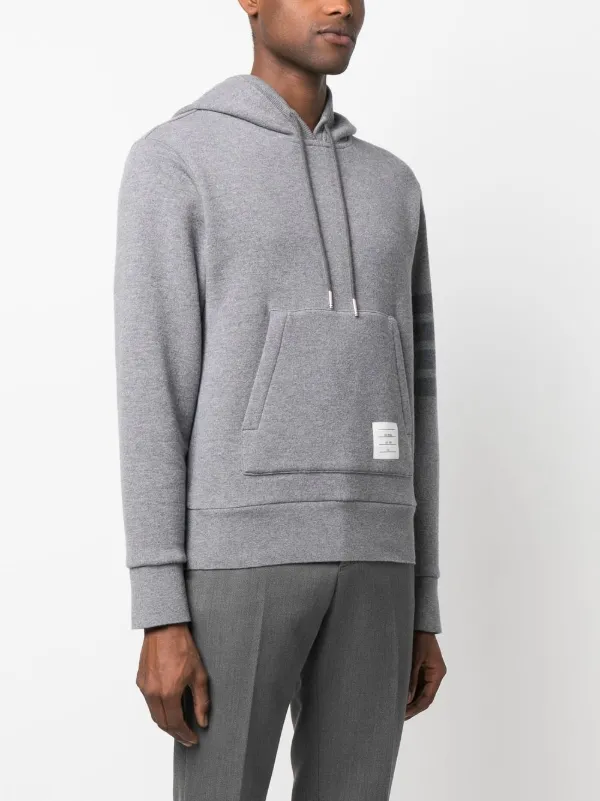 Thom Browne stripe-detail Sleeve Hoodie | Grey | FARFETCH