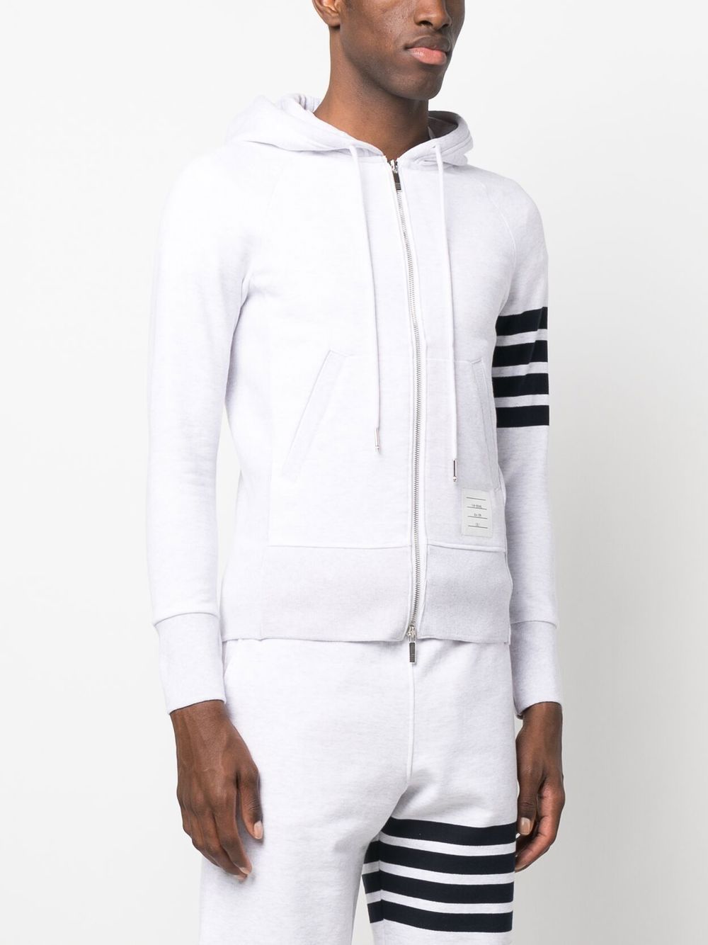 Shop Thom Browne Logo-patch Stripe-detail Hoodie In White