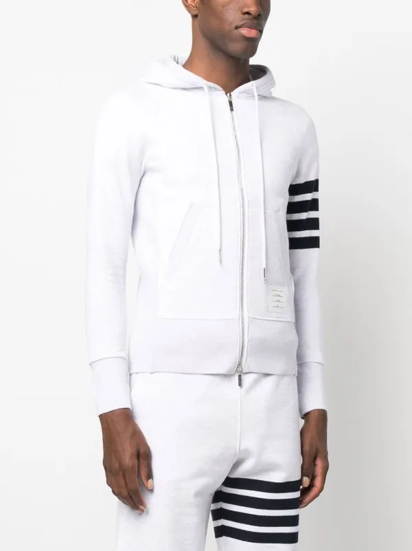【送料&関税込】Thom Browne Logo Cotton Hoodie Thom Browne logo-patch zip-up Hoodie | Blue | FARFETCH