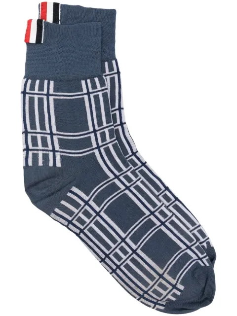 Thom Browne check-jacquard ankle socks