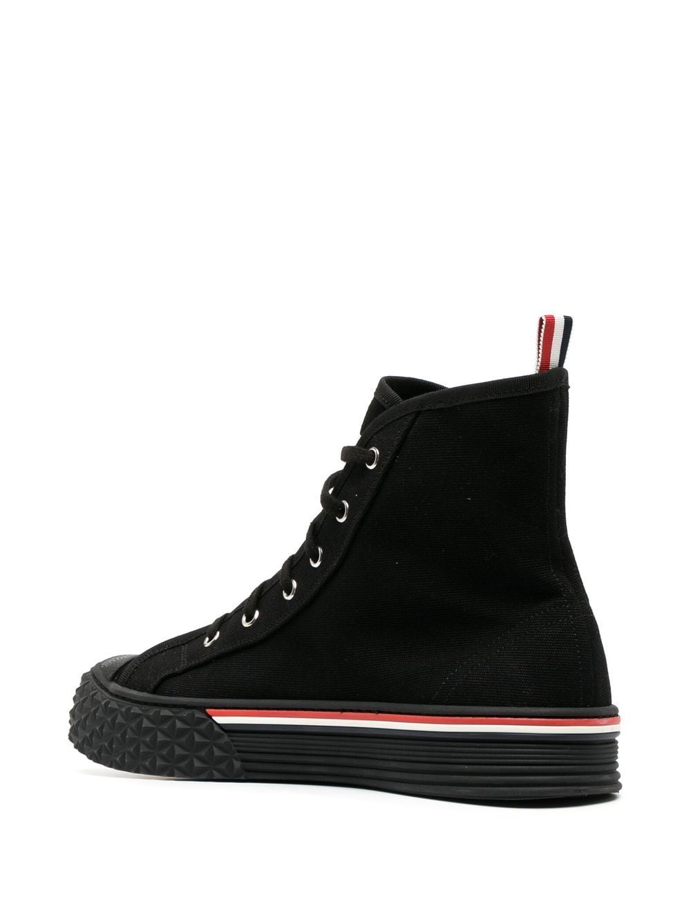 Shop Thom Browne Rwb Striped High-top Sneakers In Black