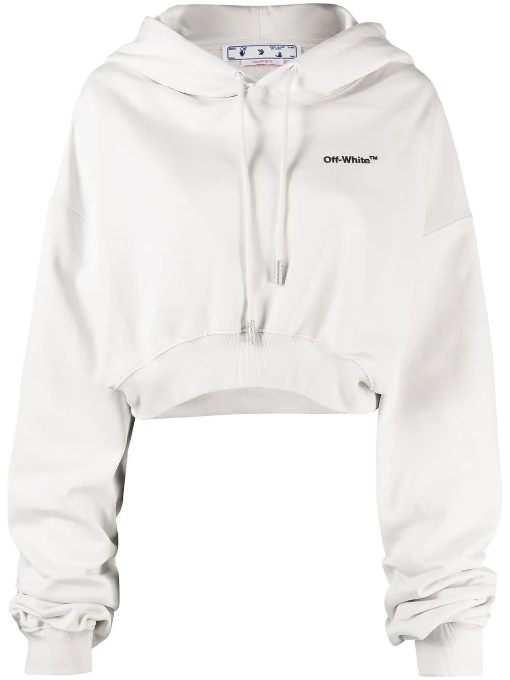 Off-white Logo-print Cropped Hoodie In Neutrals