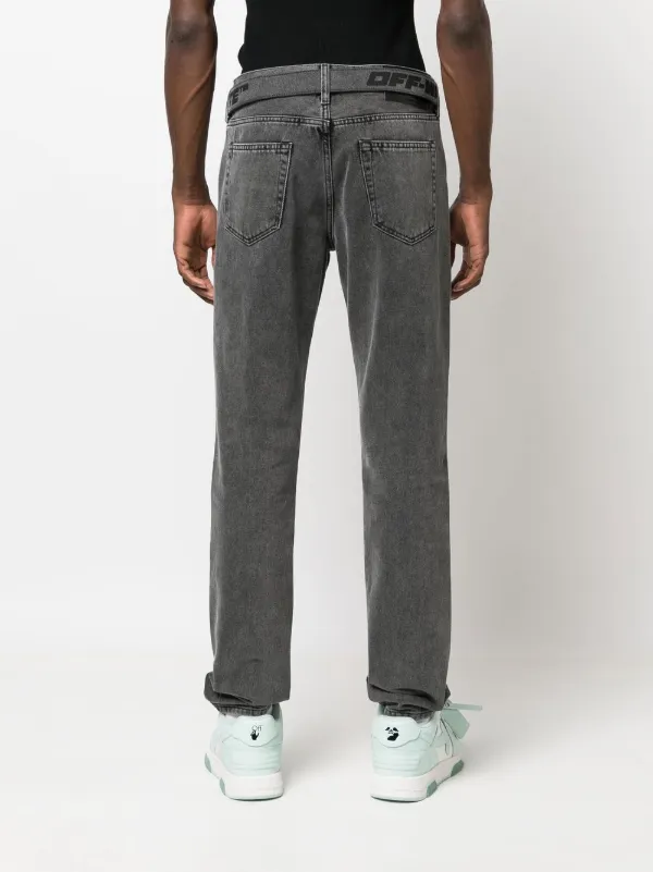 Off-White Belted straight-leg Jeans | Grey | FARFETCH Off-White Belted straight-leg Jeans | Grey | FARFETCH
