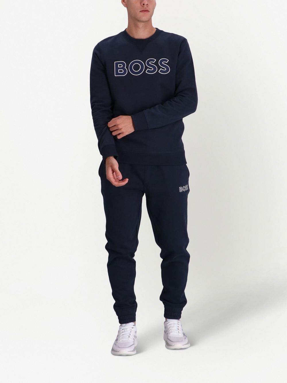 Shop Hugo Boss Logo-embroidered Sweatshirt In Blue