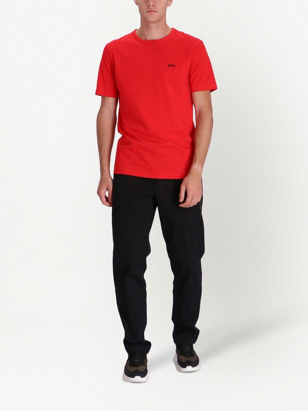 BOSS T-shirt met logoprint - Rood