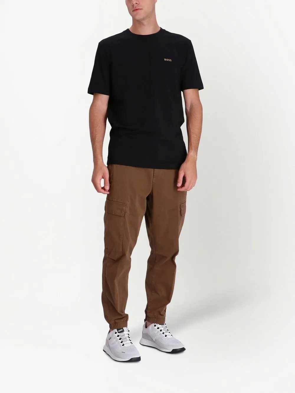 BOSS T-shirt met logoprint - Zwart
