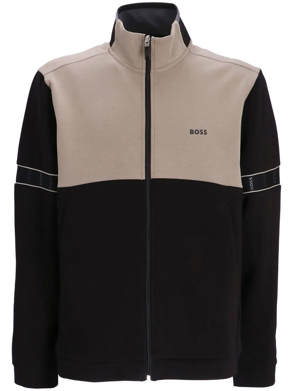 

BOSS logo-tape two-tone sweatshirt - Black