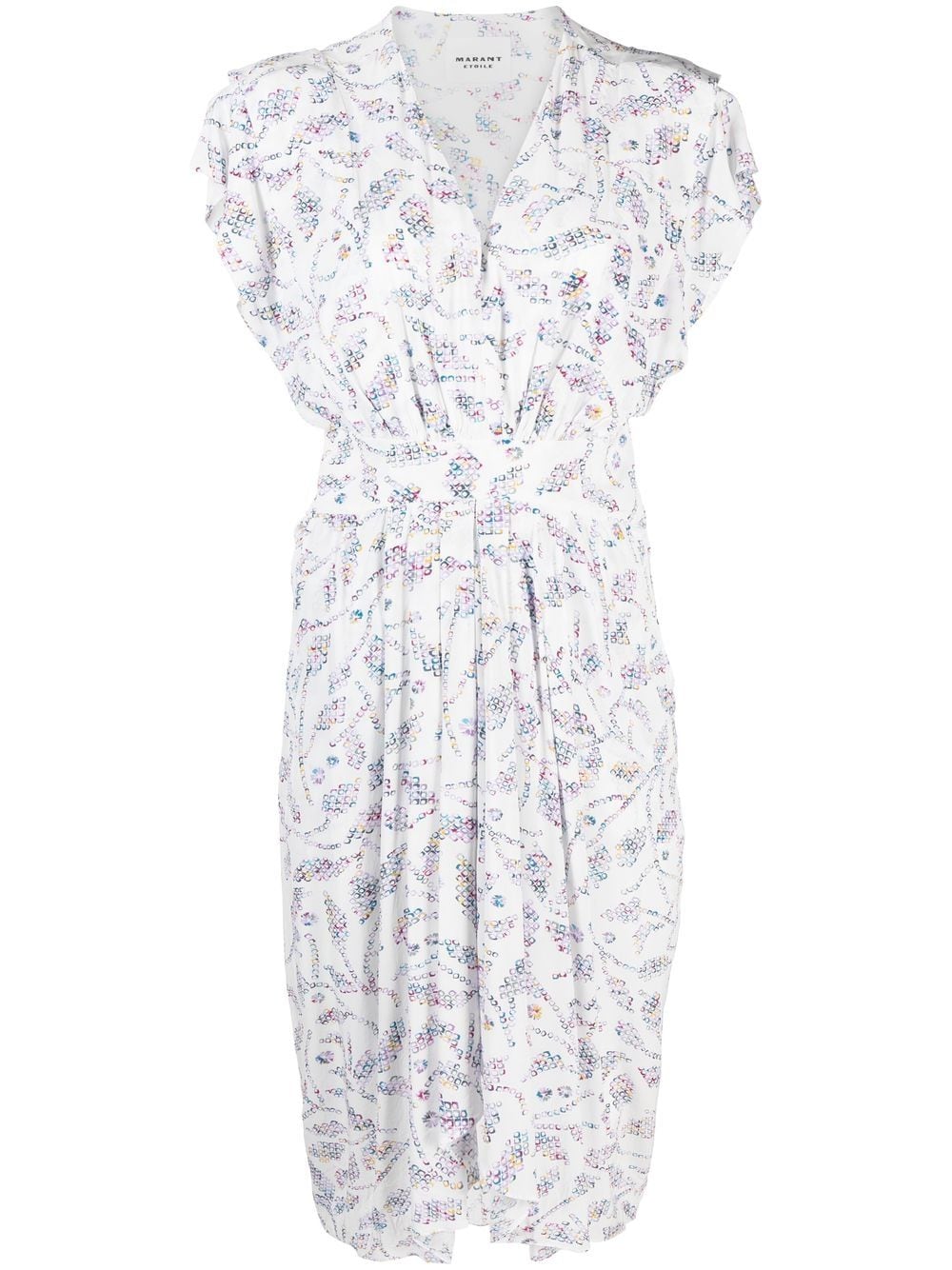 Isabel Marant Étoile Almeya Abstract-print Asymmetric-hem Dress In White