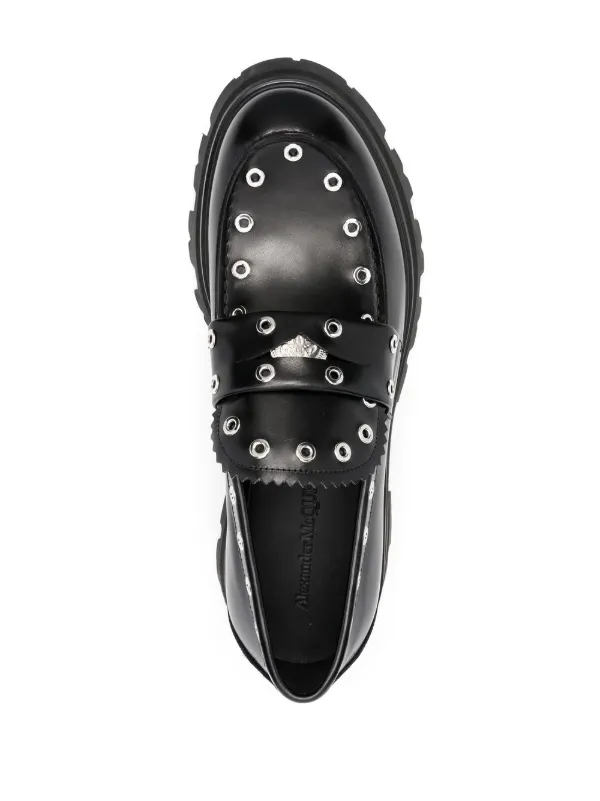 Alexander McQueen アイレットトリム ローファー | ブラック | FARFETCH JP