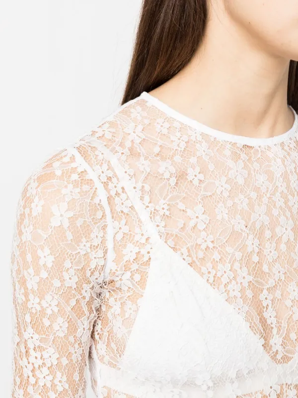 ISABEL MARANT lace detail long sleeved Top White FARFETCH CA