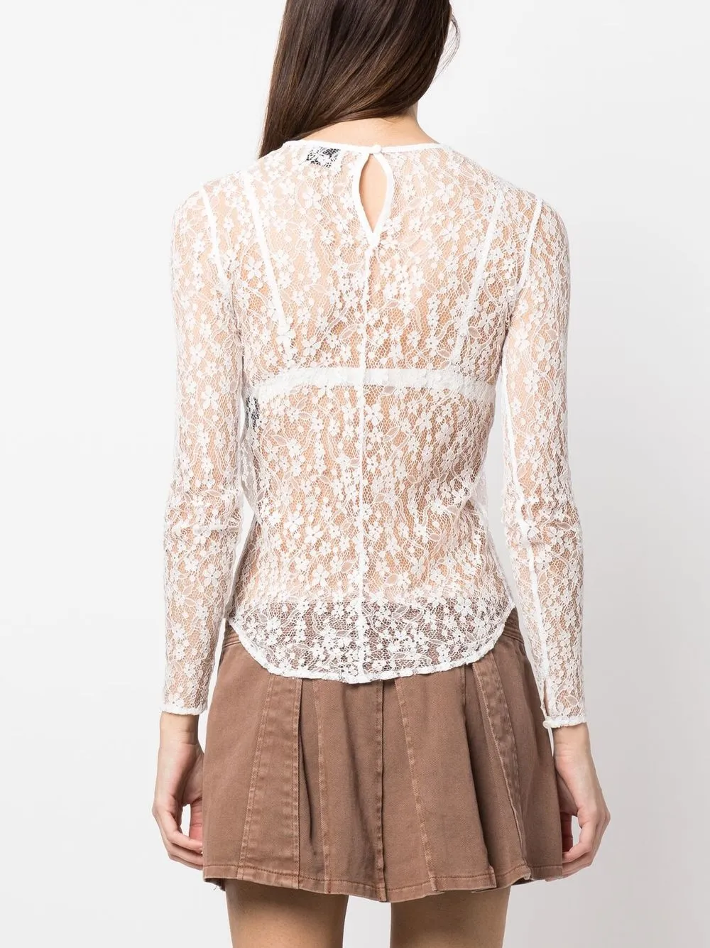 LACE-DETAIL LONG-SLEEVED TOP