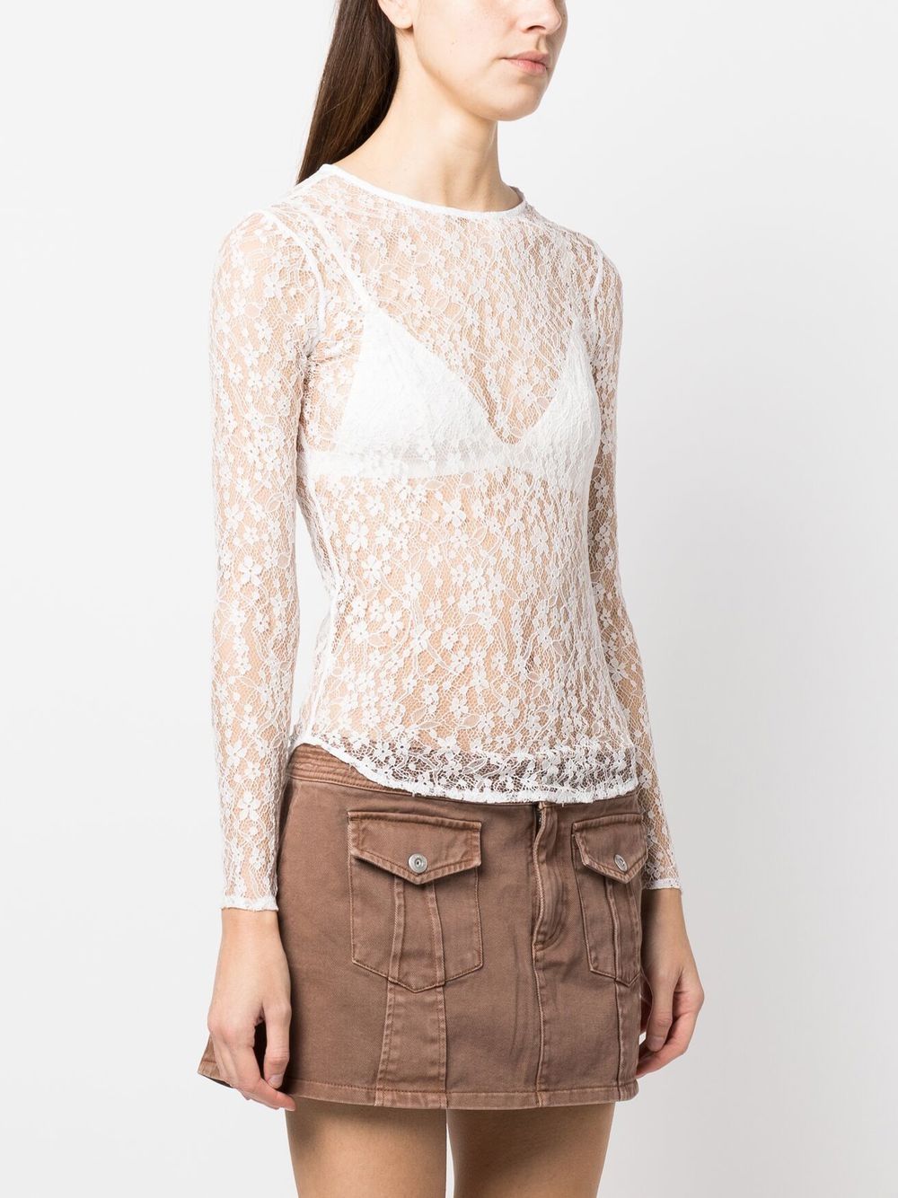 LACE-DETAIL LONG-SLEEVED TOP