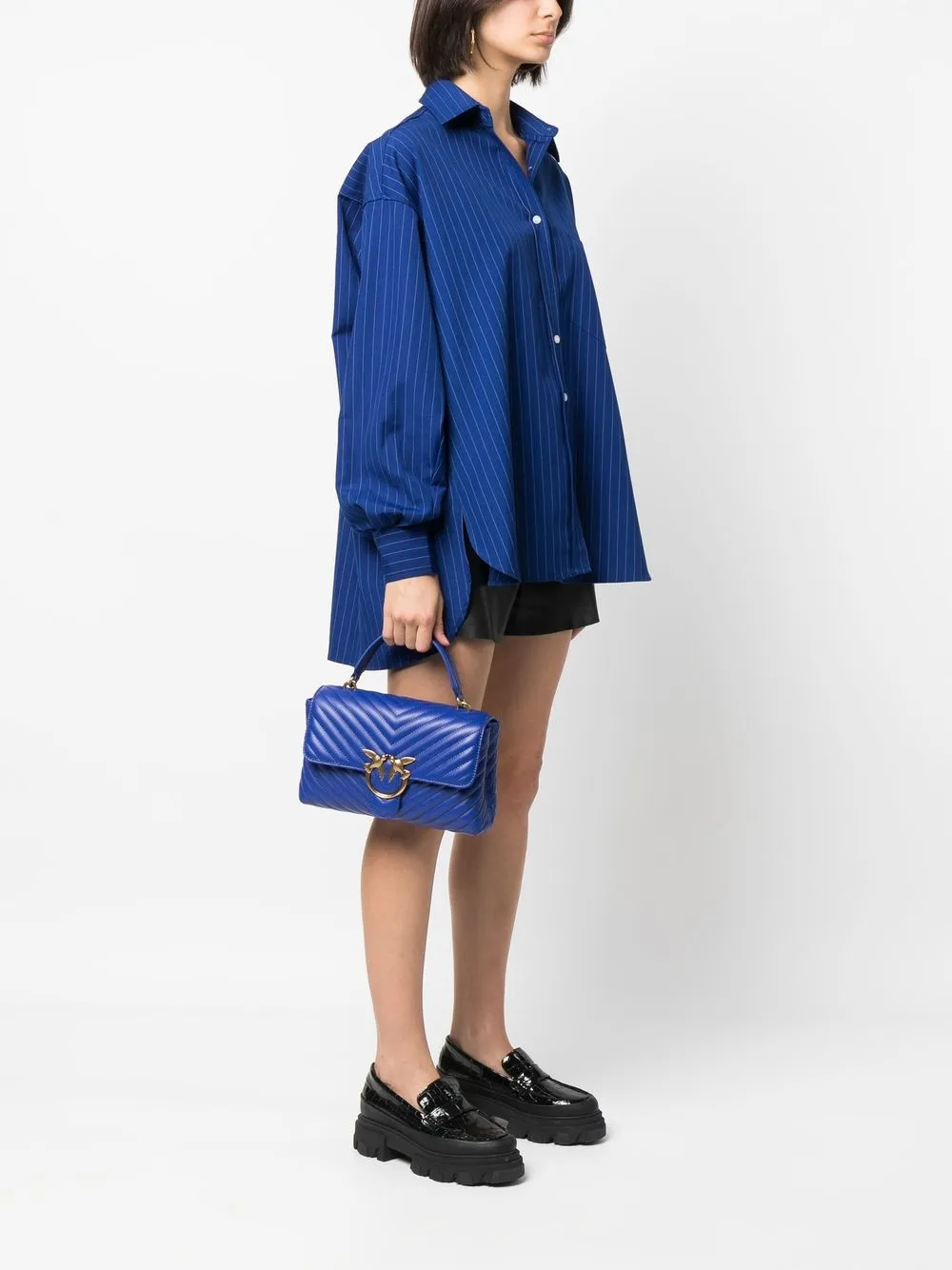 PINKO Love Lady tas met chevron streep - Blauw
