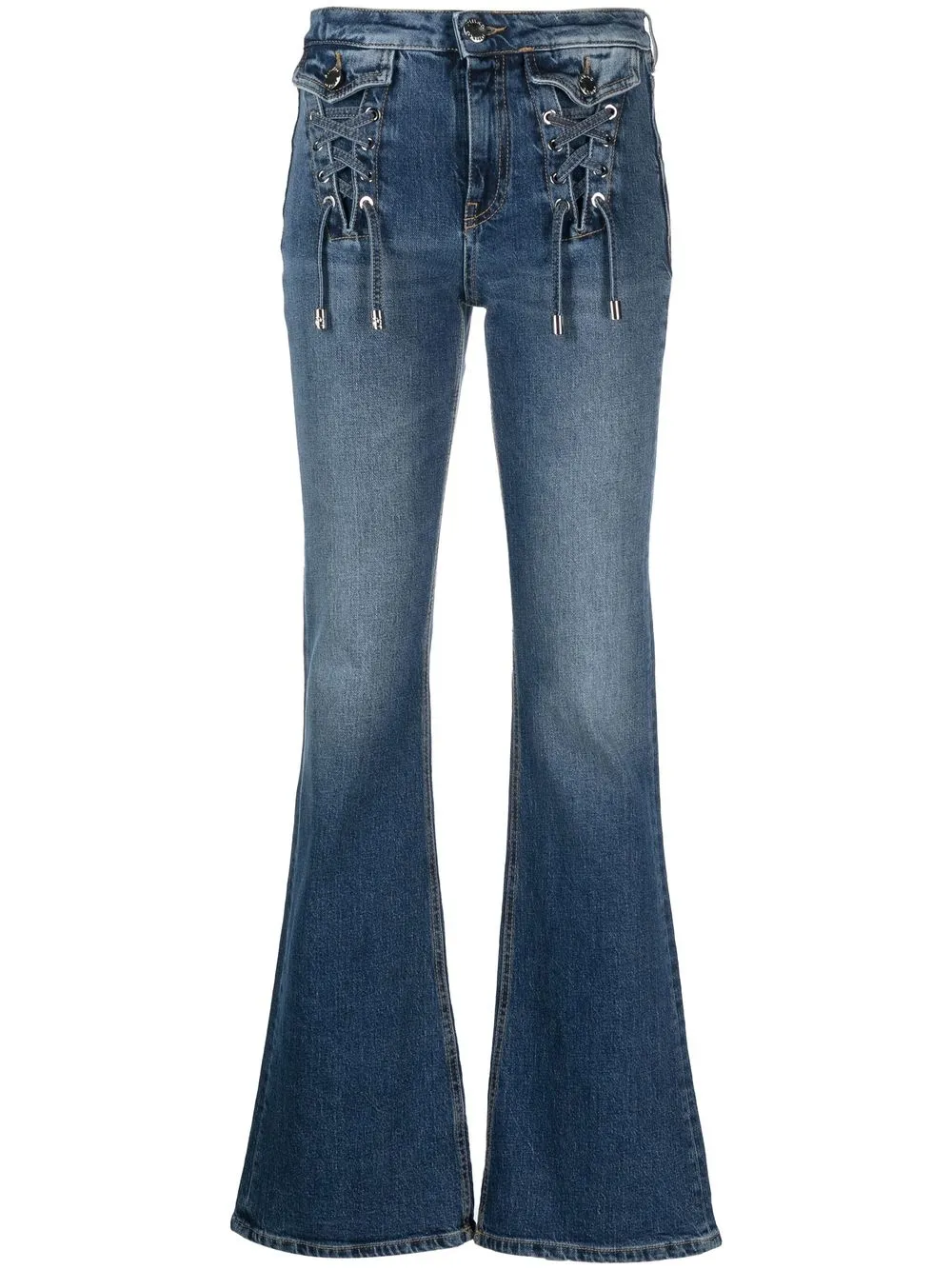 

PINKO lace-detail flared denim jeans - Blue