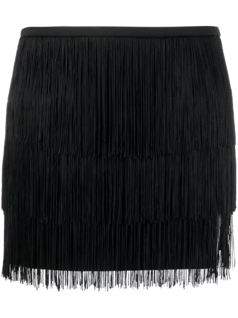 PINKO high-waisted fringed miniskirt