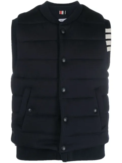 Thom Browne chaleco capitonado con detalle de rayas