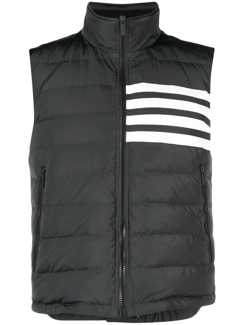 Thom Browne Stripe-detail Padded Gilet In Grey