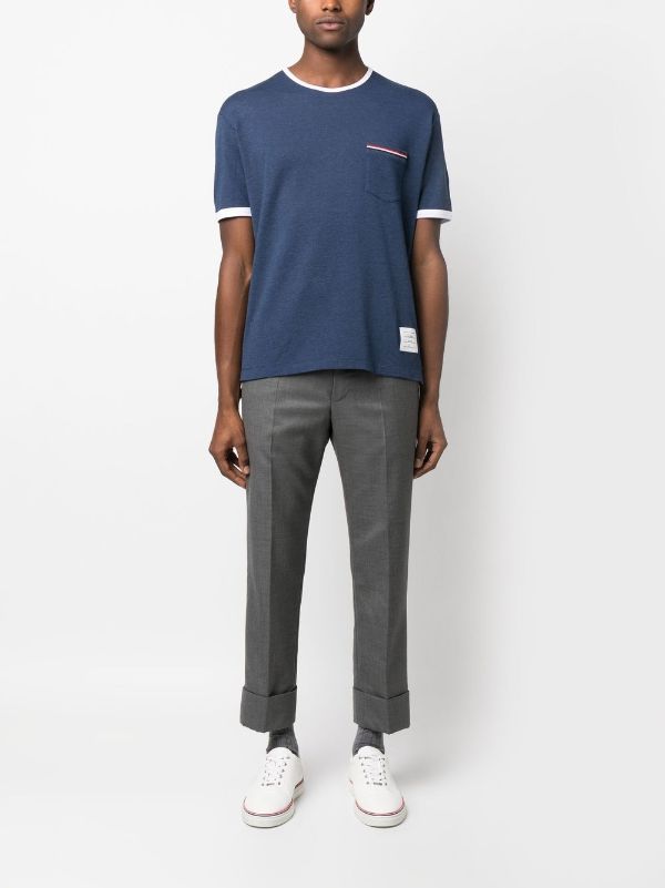 Thom Browne stripe-trim Pocket T-shirt - Farfetch