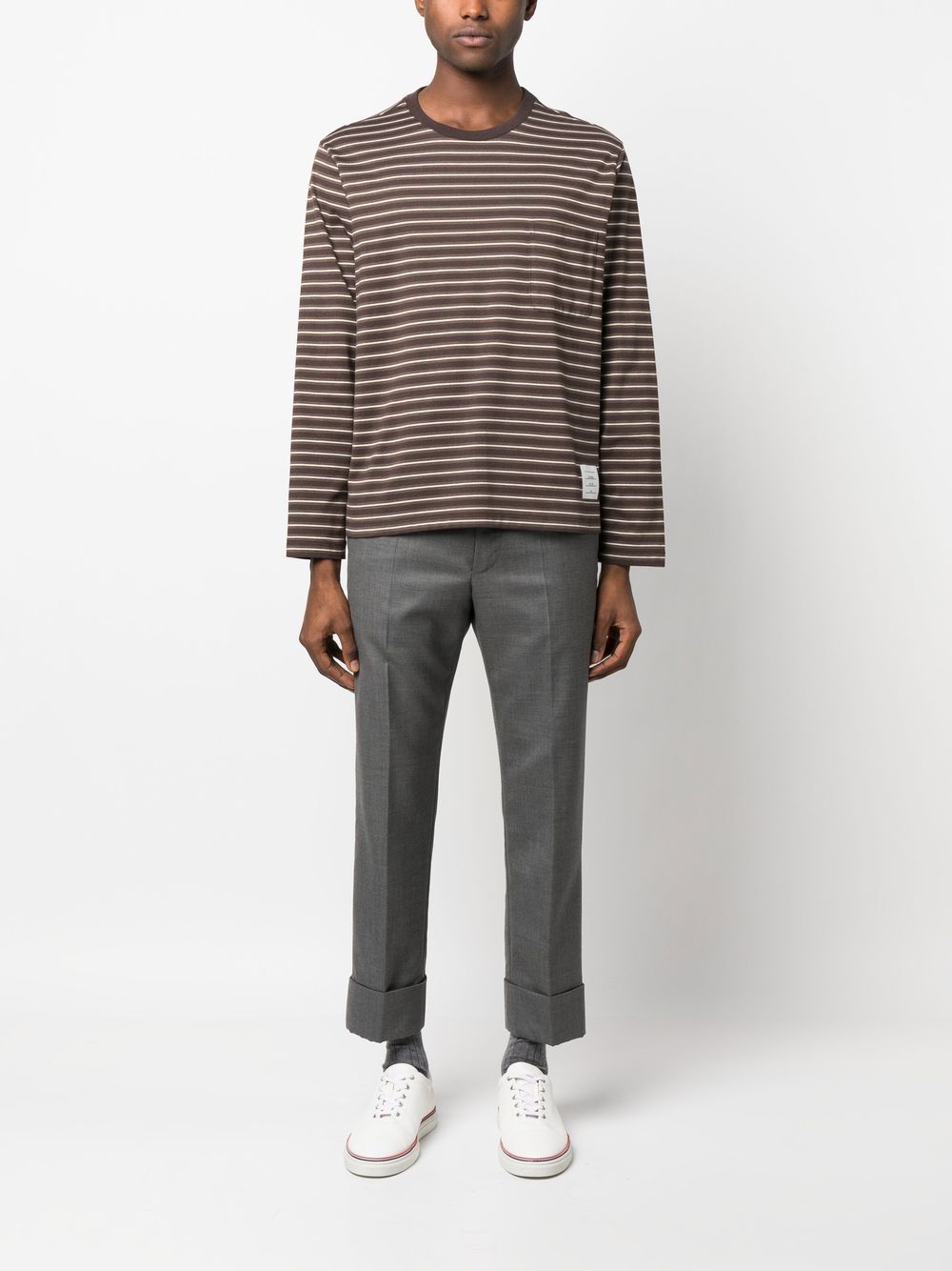 Thom Browne Gestreept T-shirt - Bruin