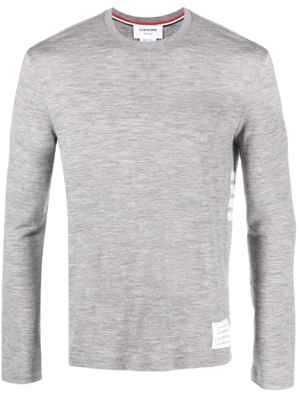 THOM BROWNE グレー 長袖ニットセーター Thom Browne ラウンドネック セーター | グレー | FARFETCH JP