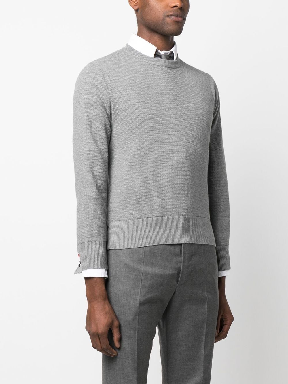 Shop Thom Browne Round-neck Knit Jumper In Grey