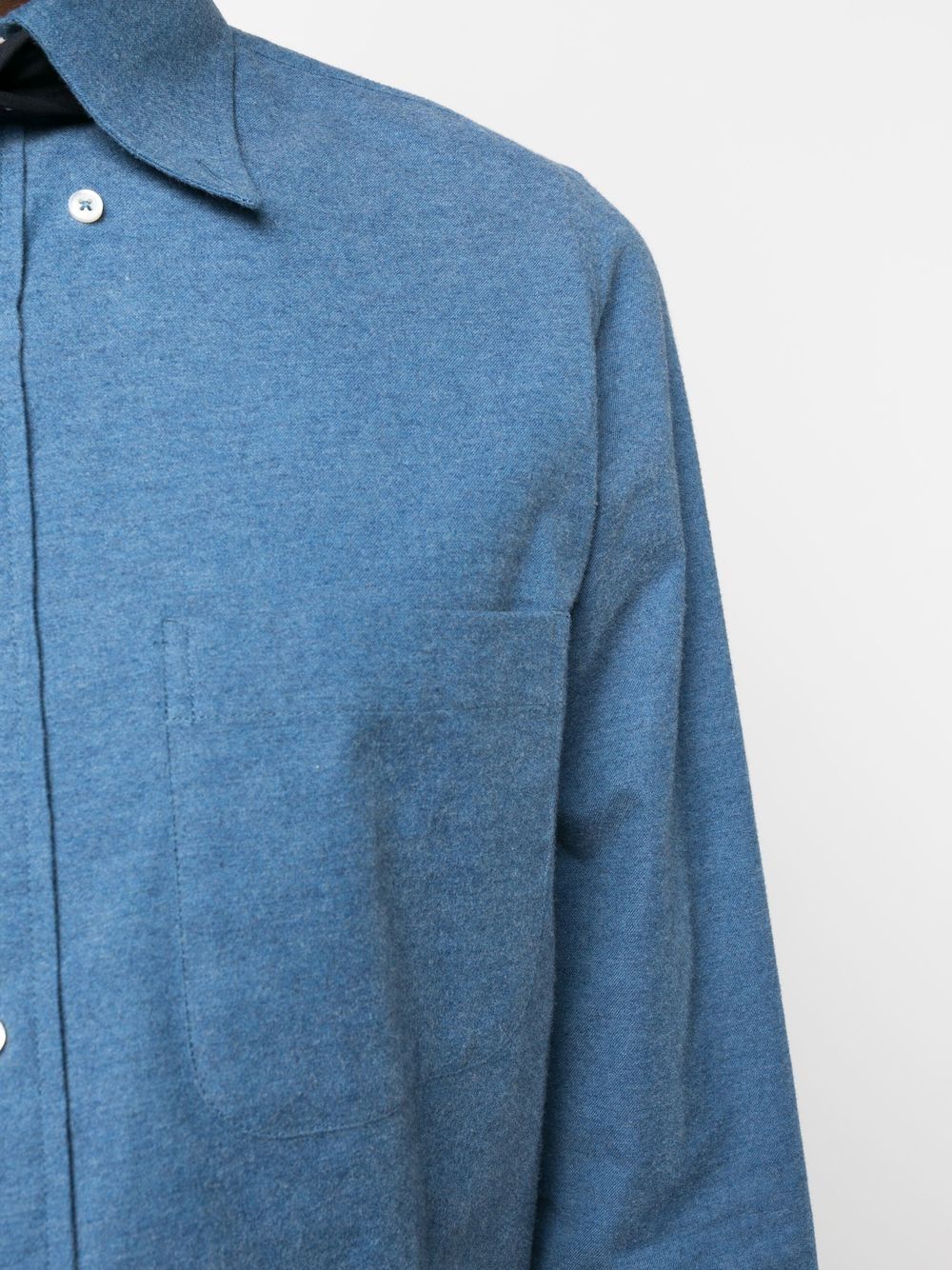 Shop Thom Browne Logo-patch Denim Shirt In Blue