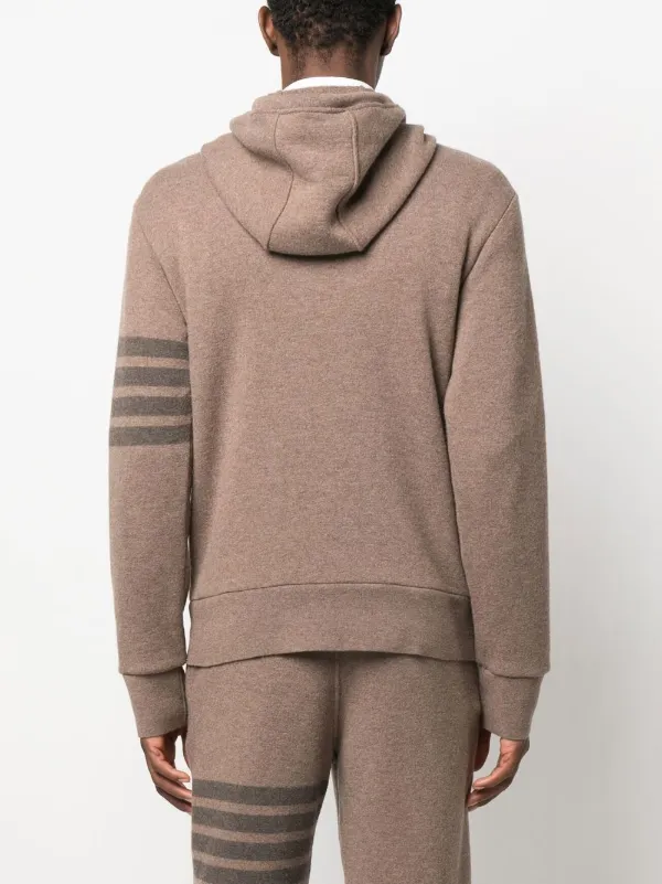 Thom Browne stripe-detail Knit Hoodie | Brown | FARFETCH
