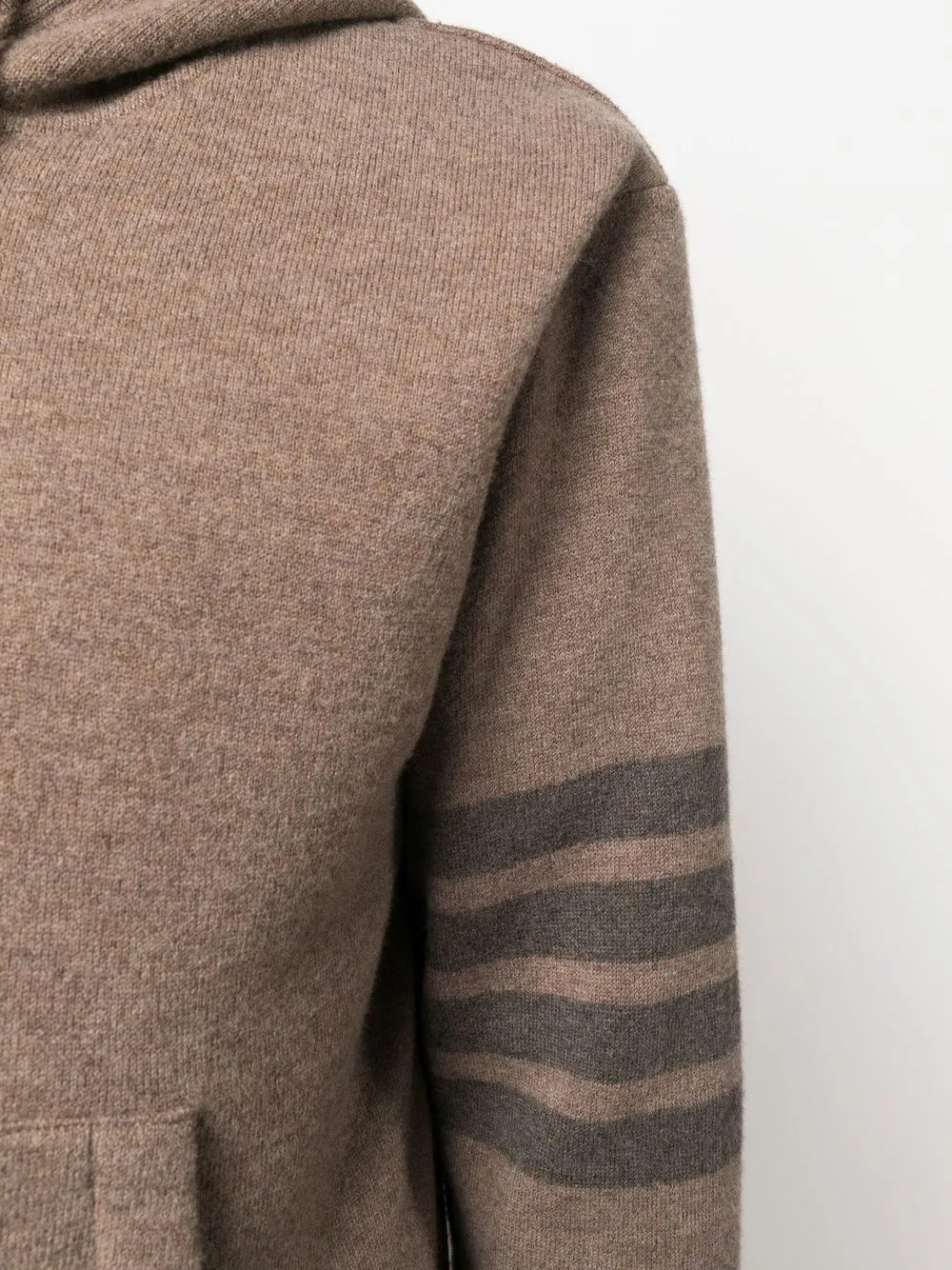 Thom Browne Men's Jersey 4-bar Knit Hoodie In Brown