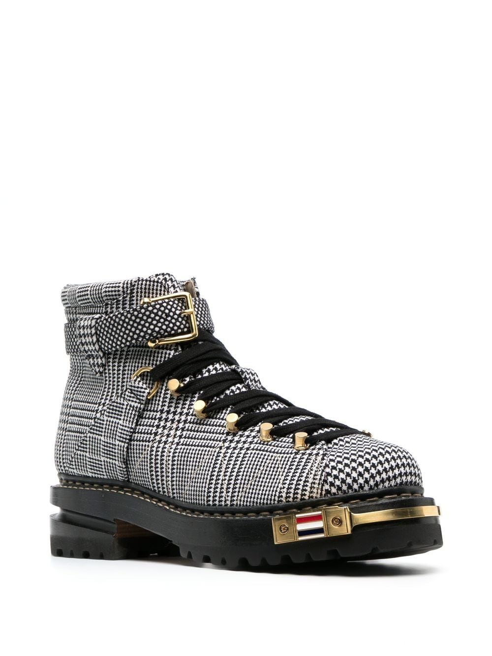 Shop Thom Browne Hiking Checked Boots In Black