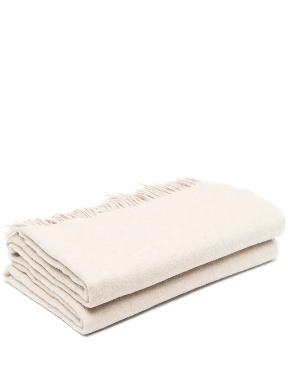 

Giorgio Armani embroidered-logo fringed cashmere blanket - C0050 BEIGE