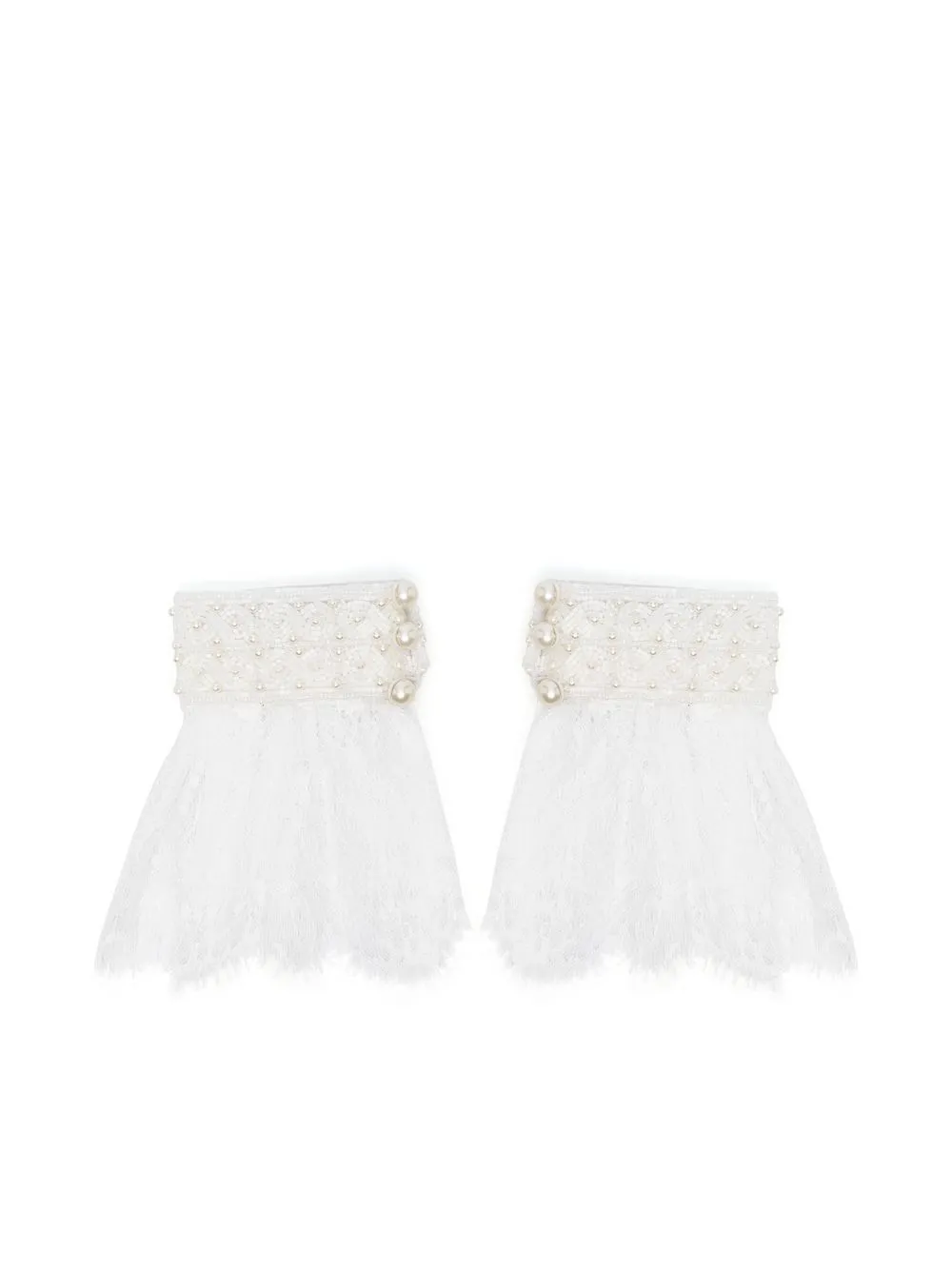 

Parlor pearl-embellished lace cuffs - White