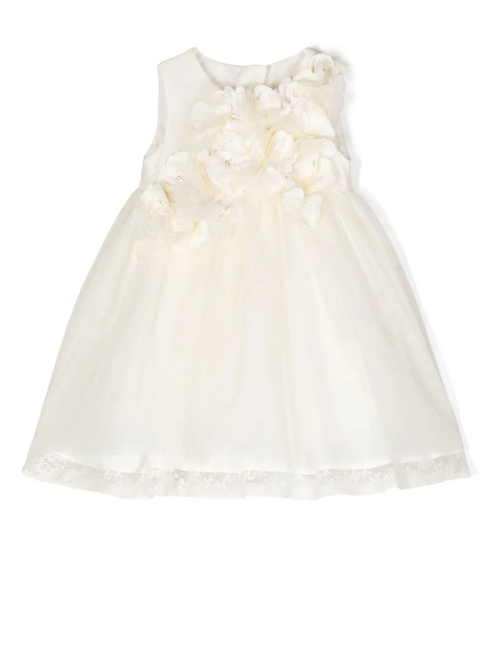 Lapin House Babies' Flower-applque Detail Dress In Neutrals