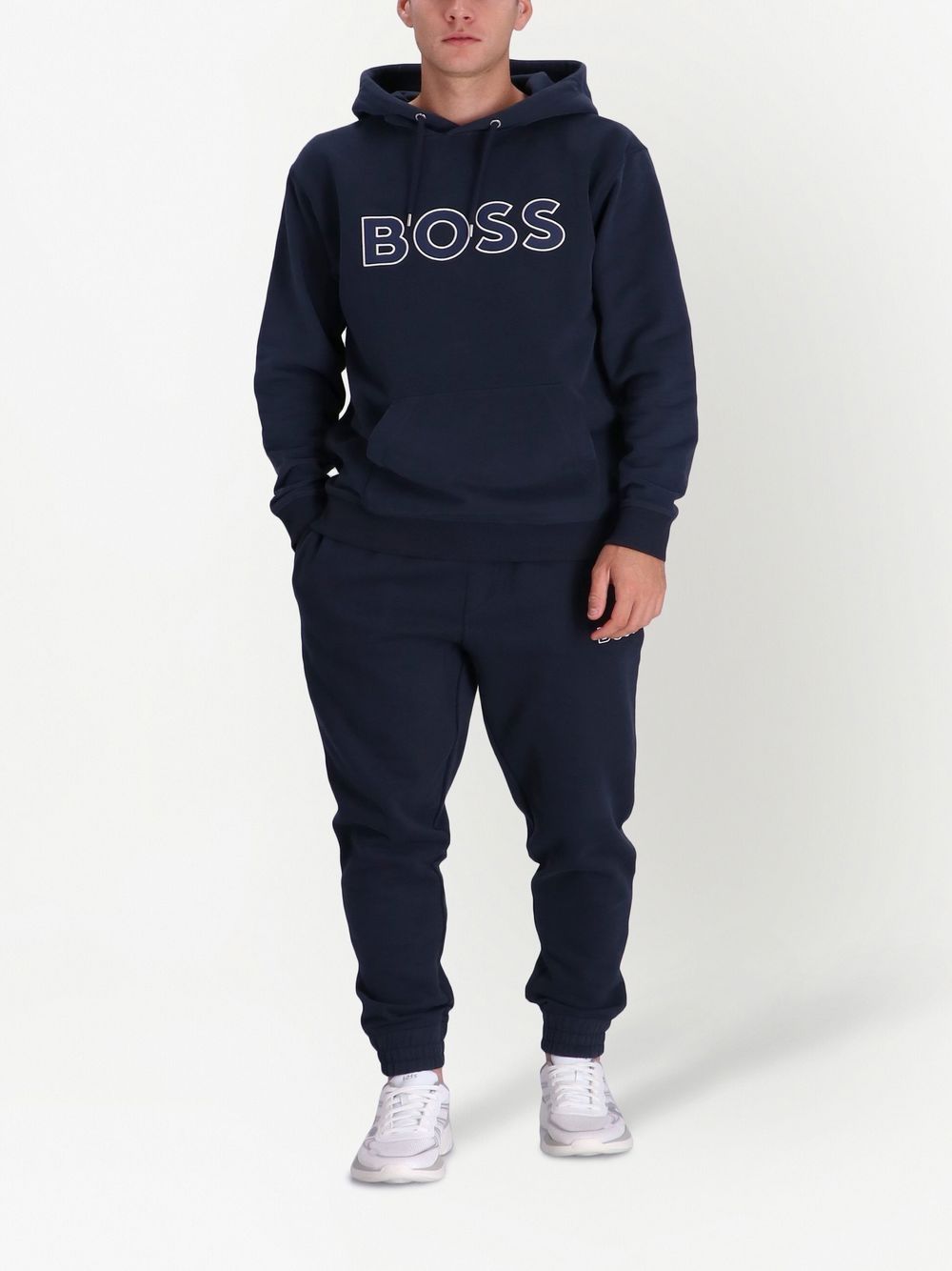 Shop Hugo Boss Stripe-detail Crew-neck Sweatshirt In Blue
