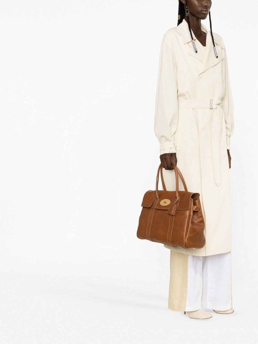 Shop Mulberry Bayswater Leather Tote Bag In Brown