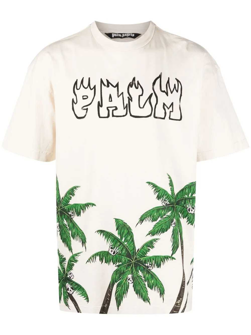 Palm Angels Palm And Skull-embellished Cotton-jersey T-shirt In White