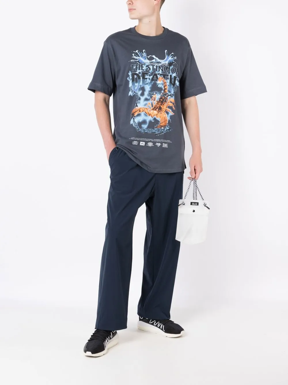 Àlg Calça wide leg com patch de logo | Calça reta | Image 2