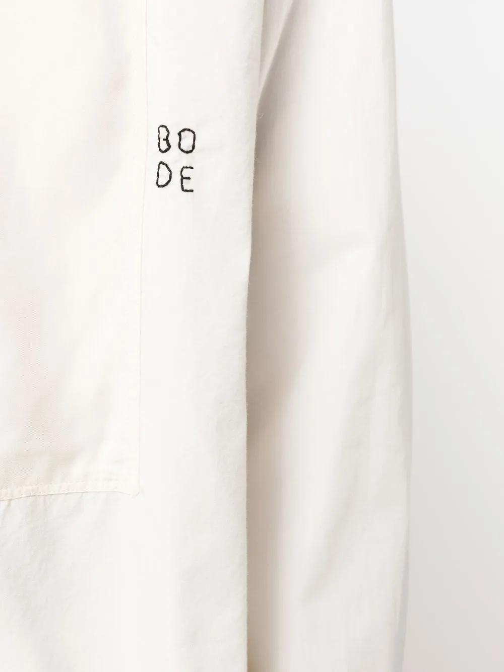 Bode Logo-embroidered Collarless Shirt In Neutrals