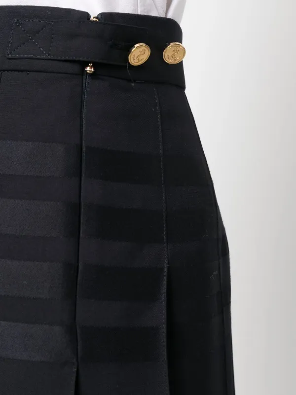 スカート THOM BROWNE Women Mid Skirts FGCA27A02872 001 BLACK School Uniform Plain Weave Mini Pleated Wrap Skirt | Thom Browne