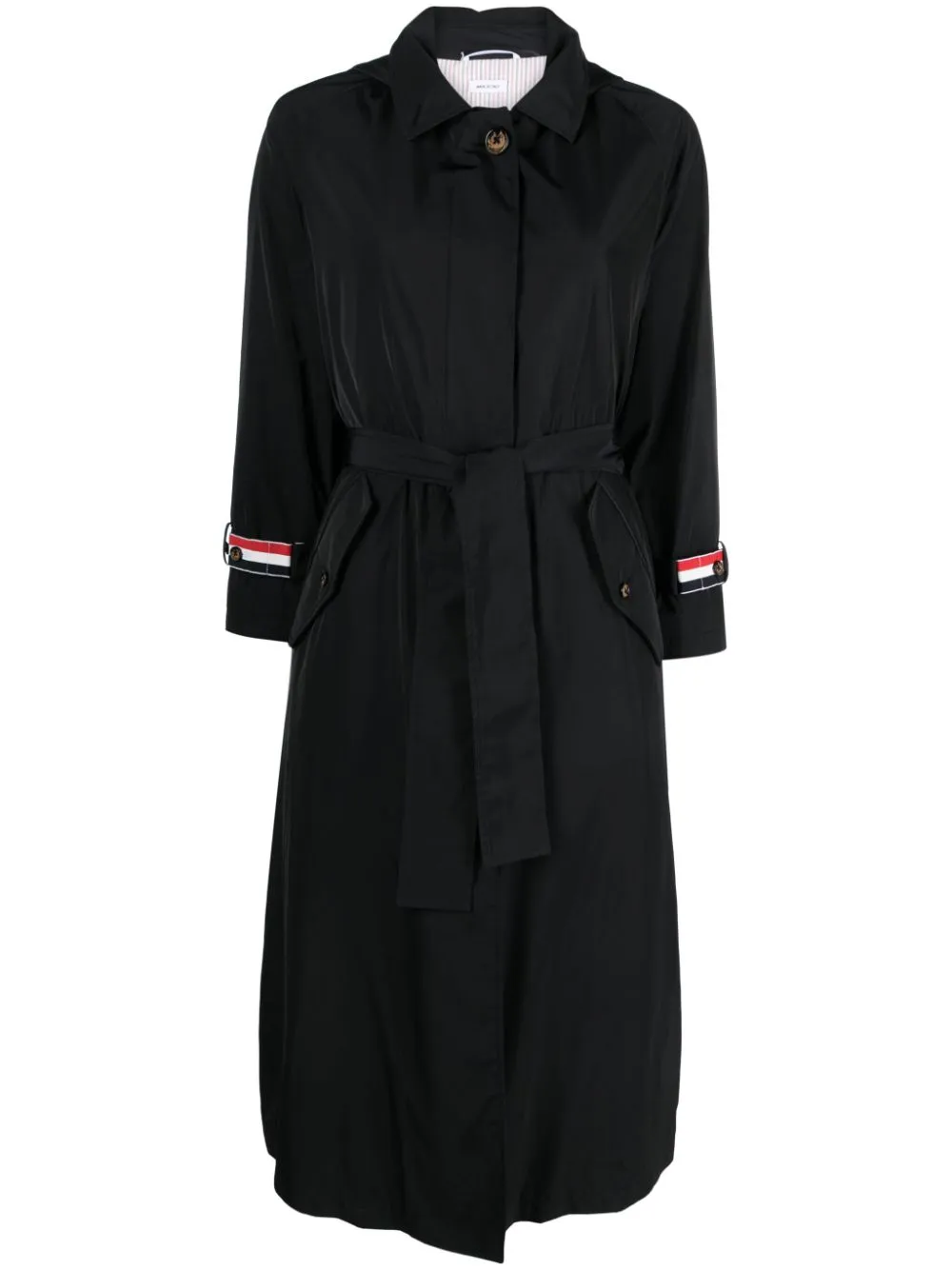 Thom Browne Belted Single-breasted Coat In Black