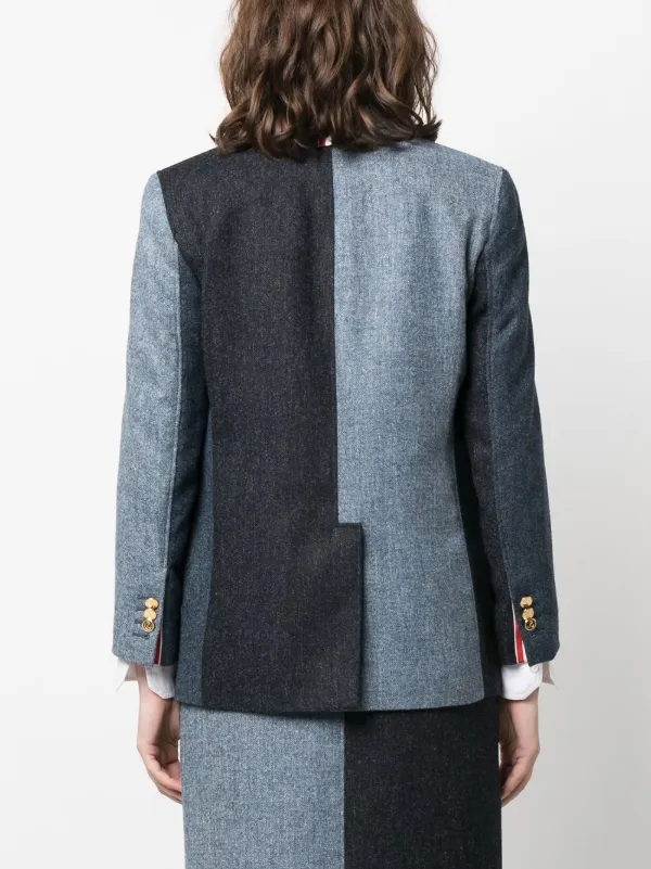 Thom Browne Donegal パッチワーク ツイードジャケット | ブルー