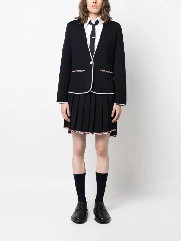 【関税&送料込】Thom Browne Gonna Plissettata Thom Browne Gonna Plissettata Full Needle | Blu | FARFETCH IT