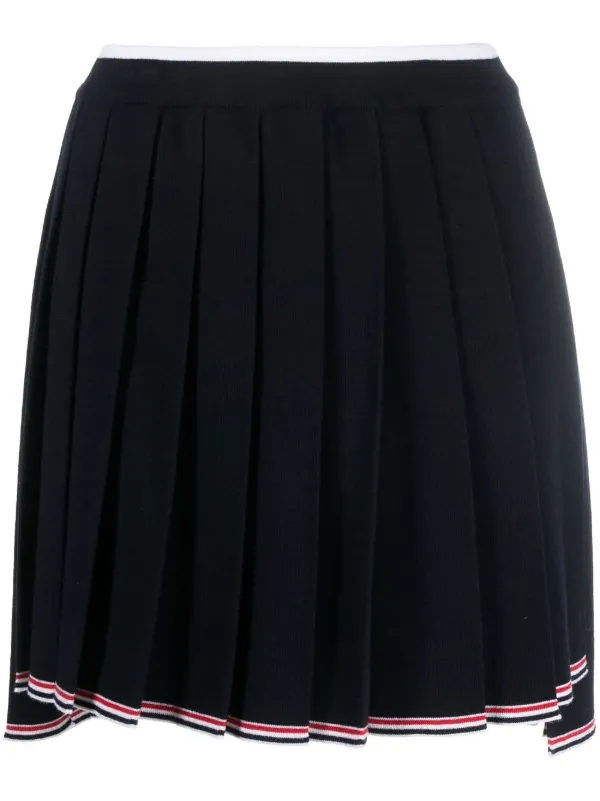 【関税&送料込】Thom Browne Gonna Plissettata Thom Browne Gonna Plissettata Full Needle | Blu | FARFETCH IT