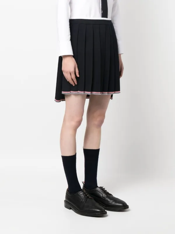 【関税&送料込】Thom Browne Gonna Plissettata Thom Browne Gonna Plissettata Full Needle | Blu | FARFETCH IT