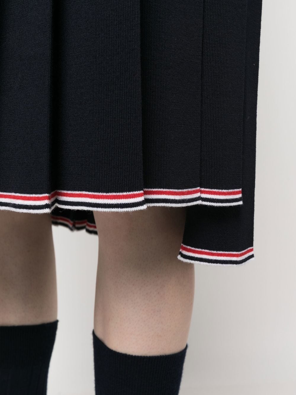 Shop Thom Browne Knitted Step-hem Pleated Skirt In Blue