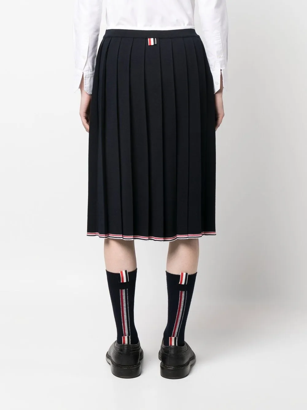 Shop Thom Browne Knitted Step-hem Pleated Skirt In Blue