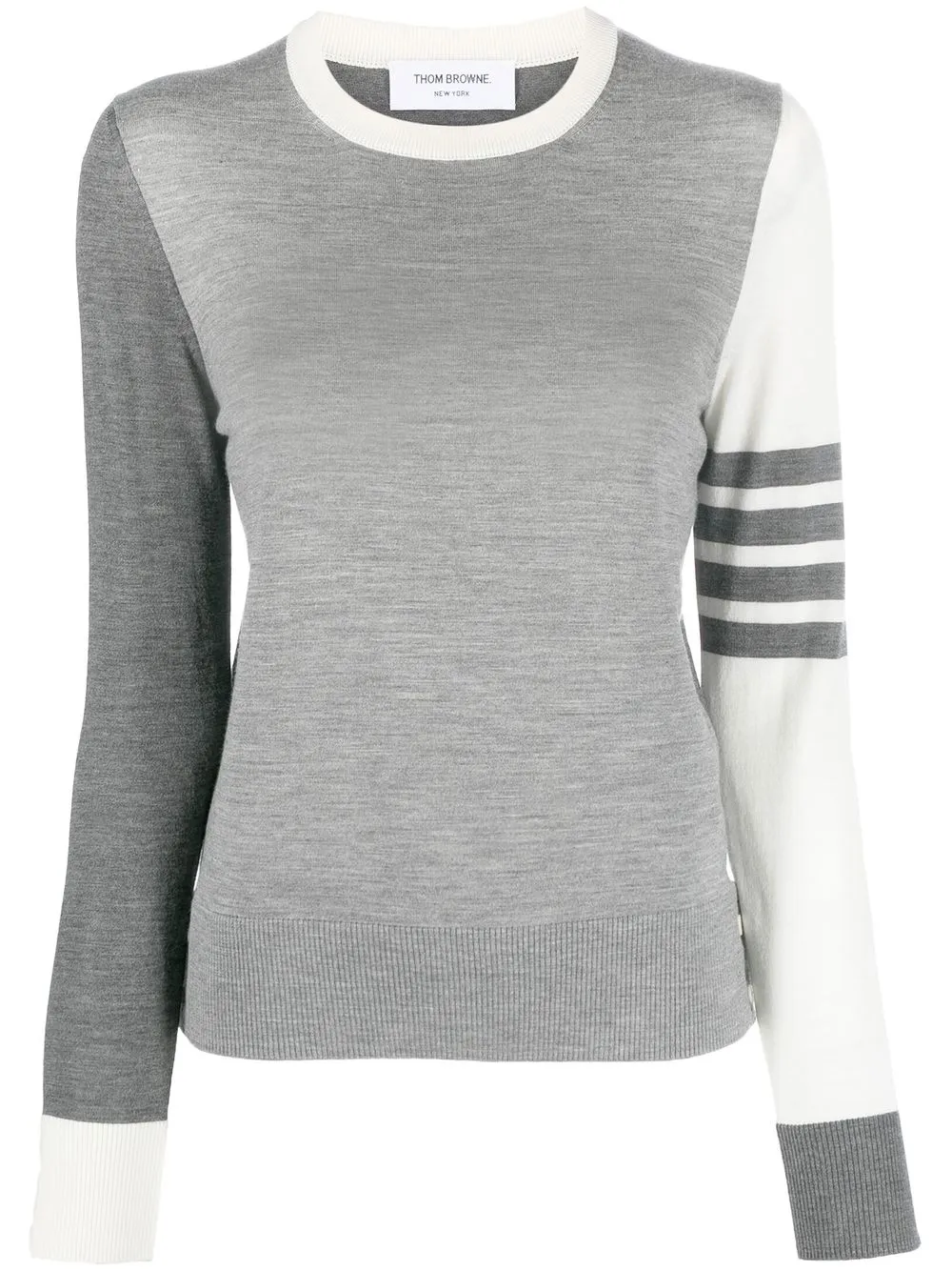 Thom Browne fine-knit crew neck jumper | Grey | Image 1