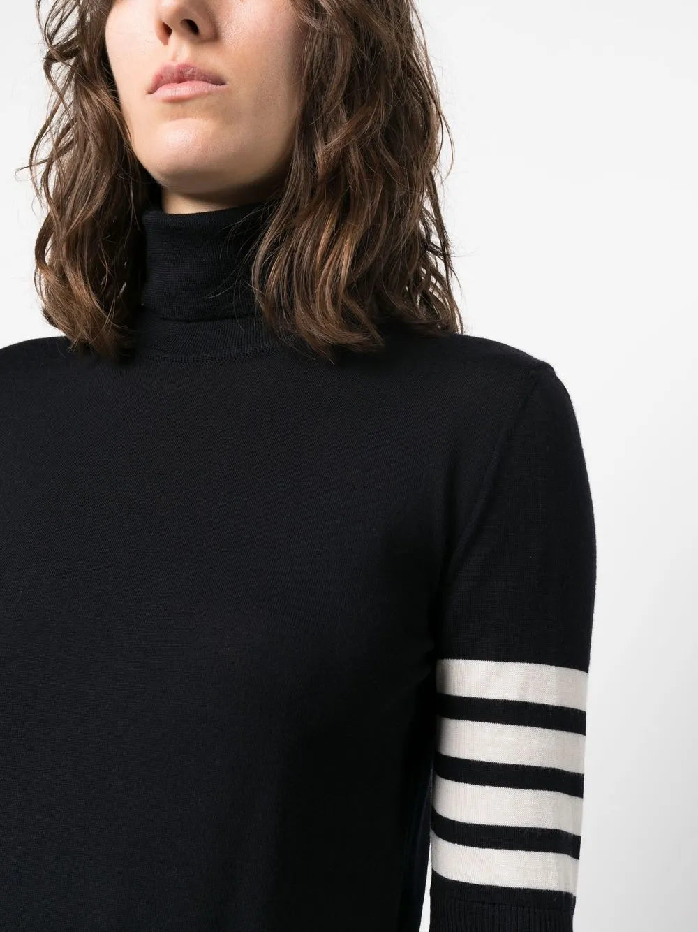 Shop Thom Browne Turtleneck Fine-knit Jumper In Blue